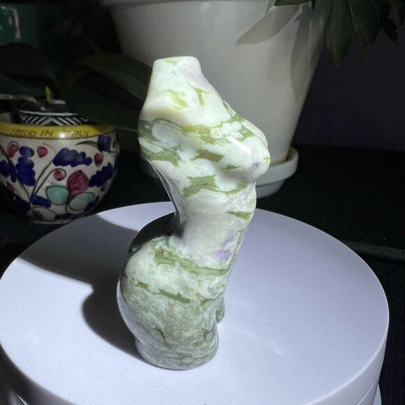 Moss Agate Crystal Female Body Carving (#3) - Picture 4 of 14
